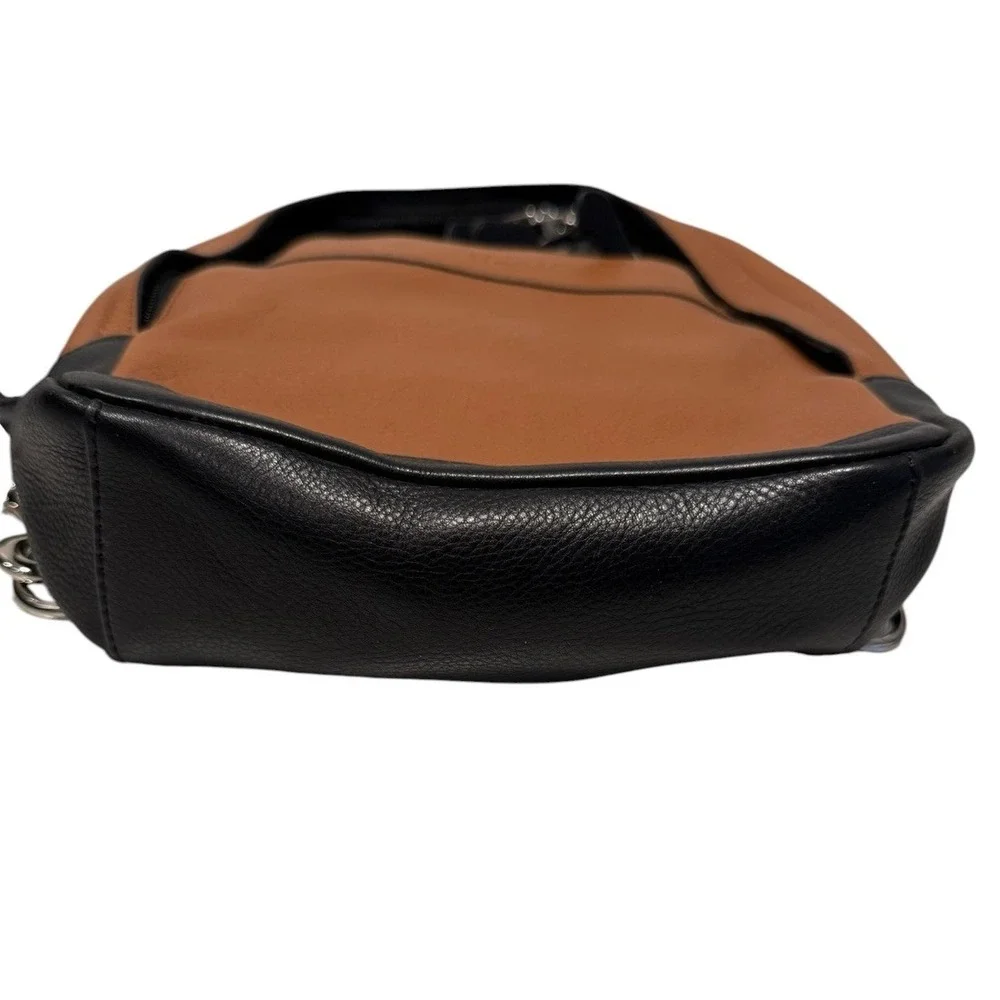 COACH Black Brown Color Block Leather Backpack Body Bag F71751